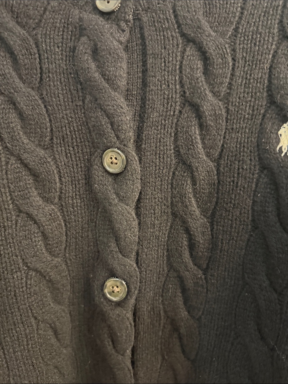 Polo by Ralph Lauren Black Cable-Knit Button-Up Cardigan - Picture 5 of 8